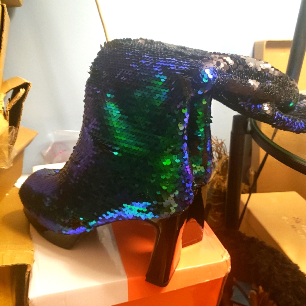 Green Sparkly boots